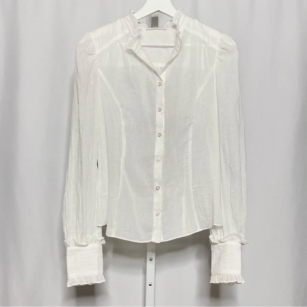 Free the Roses Ruffled High-Neck Blouse • S - Picture 1 of 5